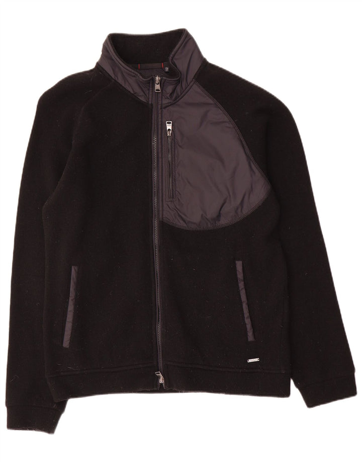 Maglione cardigan da uomo Woolrich piccolo in lana color block nero