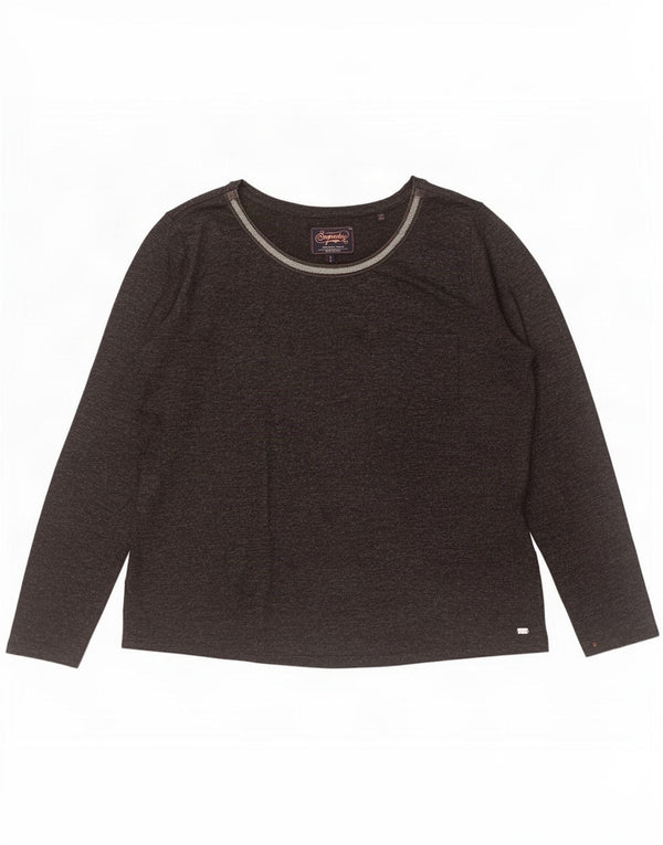 Top da donna a maniche lunghe Superdry UK 18 XL poliestere chiazzato grigio