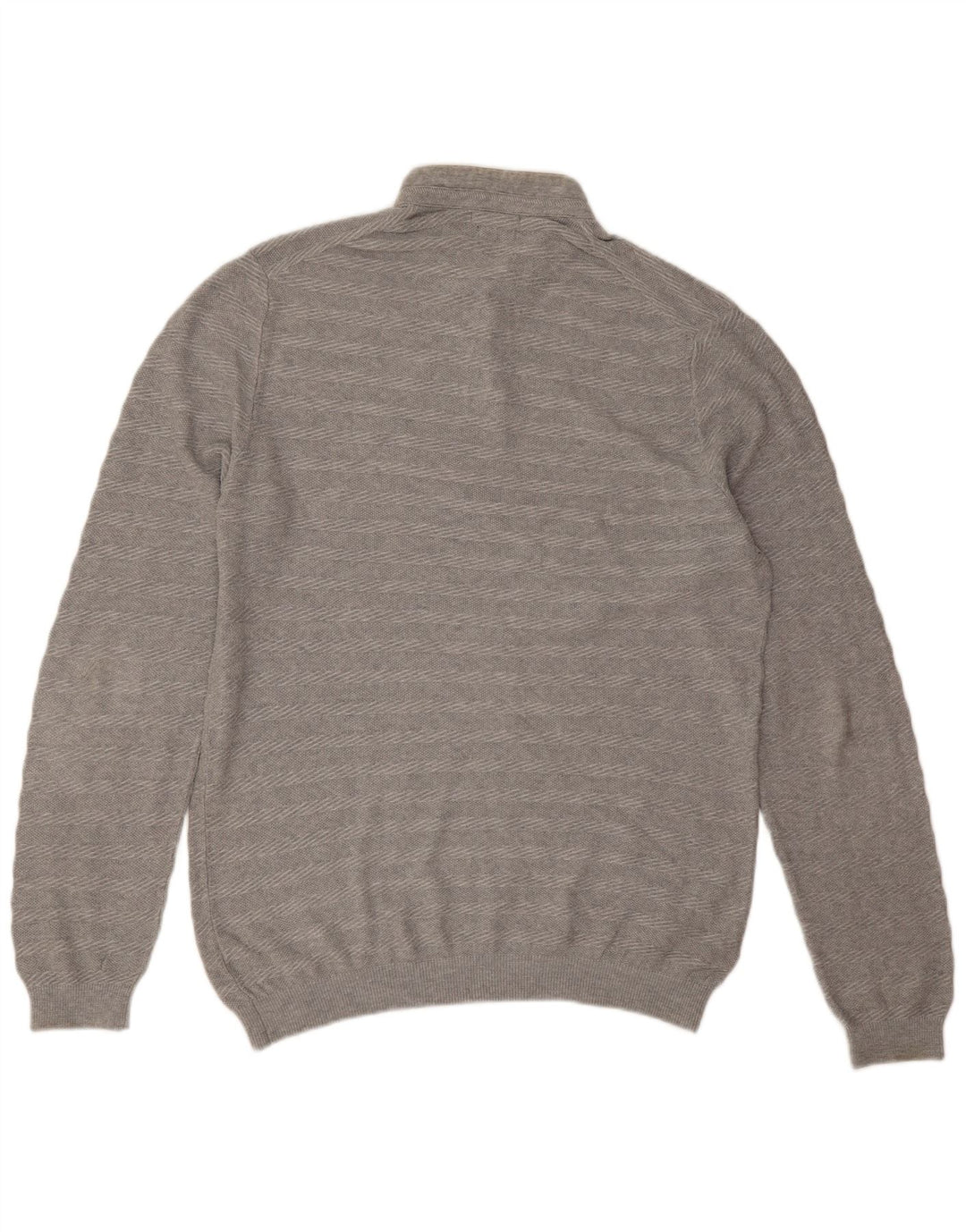 Massimo Dutti Maglione da uomo con bottoni e collo XL in cotone a righe grigie