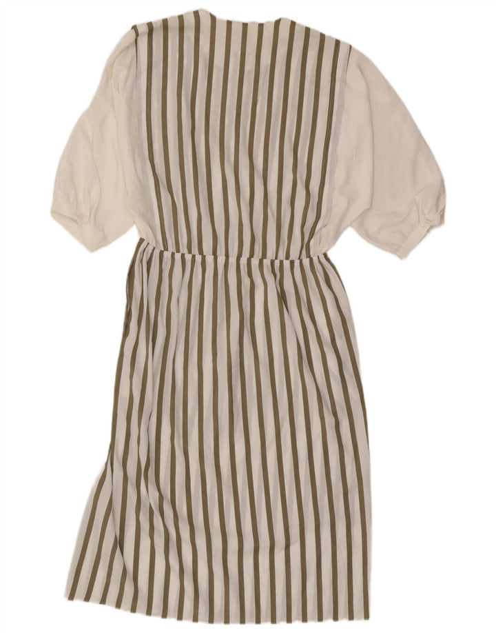 Abito maxi oversize da donna vintage EU 36 piccolo gessato bianco