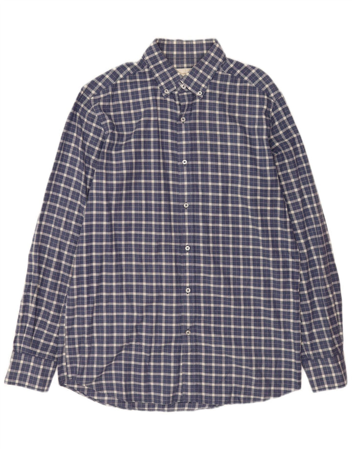 Camicia da uomo in flanella Massimo Dutti a quadri blu navy medio