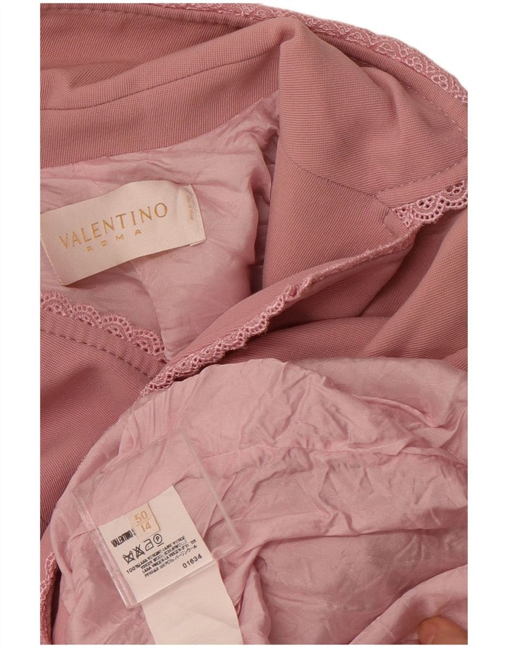 VALENTINO Giacca blazer da donna a 1 bottone UK 14 Lana vergine rosa medio