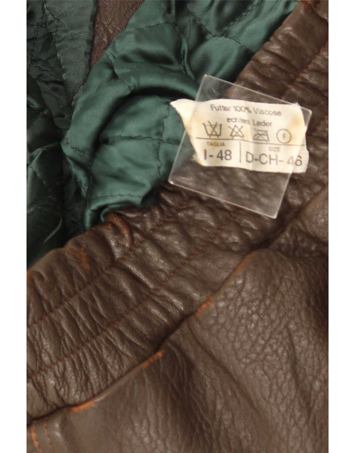 Giacca in pelle vintage da uomo IT 48 Marrone medio