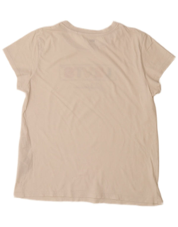 T-shirt grafica da donna LEVI'S Top UK 14 grande cotone bianco sporco