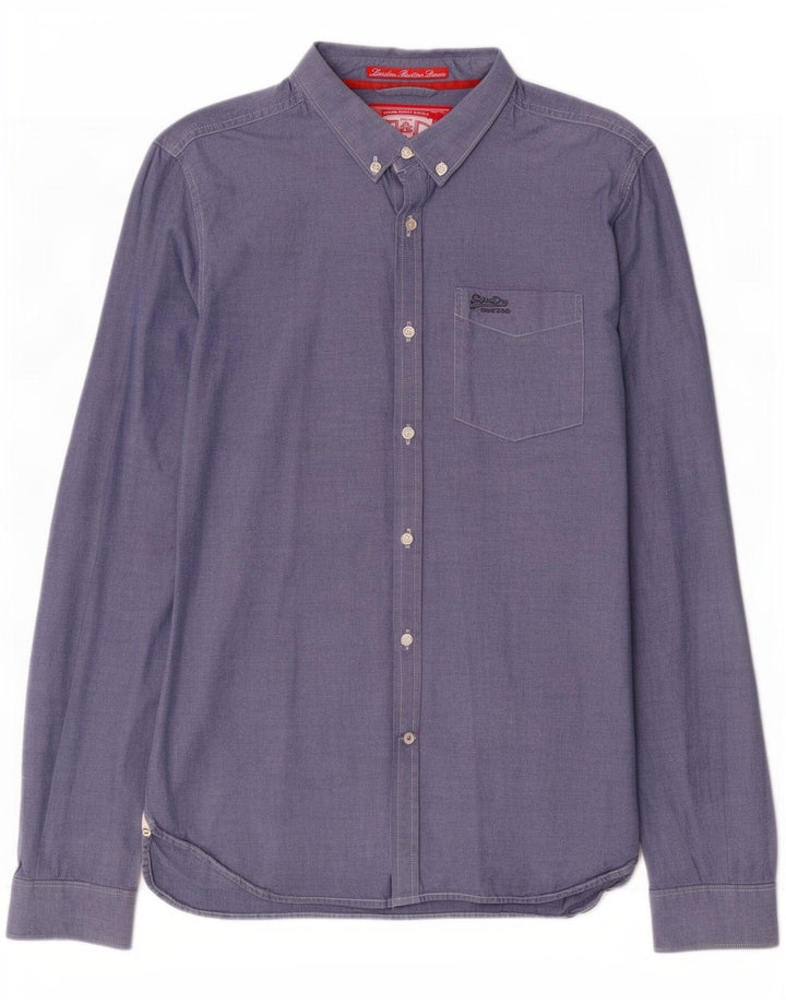 Camicia da uomo Superdry Large in cotone blu