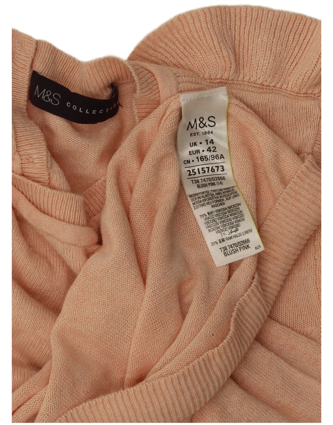 Maglione cardigan con volant da donna Marks & Spencer UK 14 Rosa medio