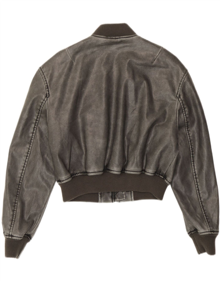Giubbotto bomber oversize in ecopelle da donna Zara UK 6 XS poliuretano grigio