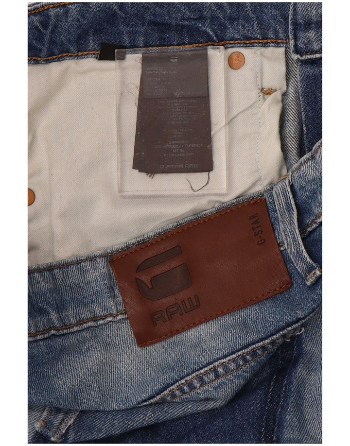 G-STAR Mens Distressed Straight Jeans W33 L32 Blue Patchwork Cotton