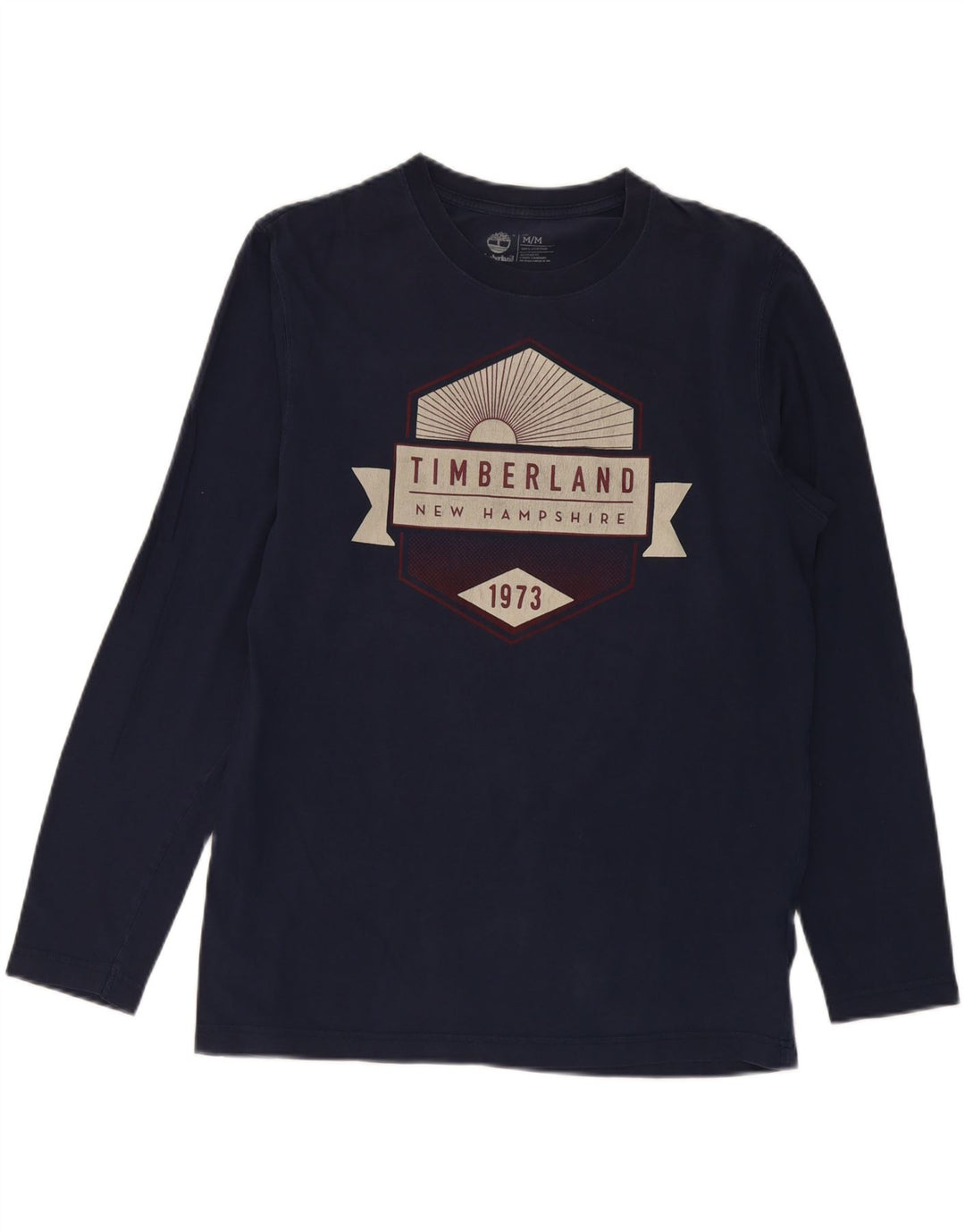 TIMBERLAND Mens Regular Fit Graphic Top Long Sleeve Medium Navy Blue Vintage Timberland and Second-Hand Timberland from Messina Hembry 