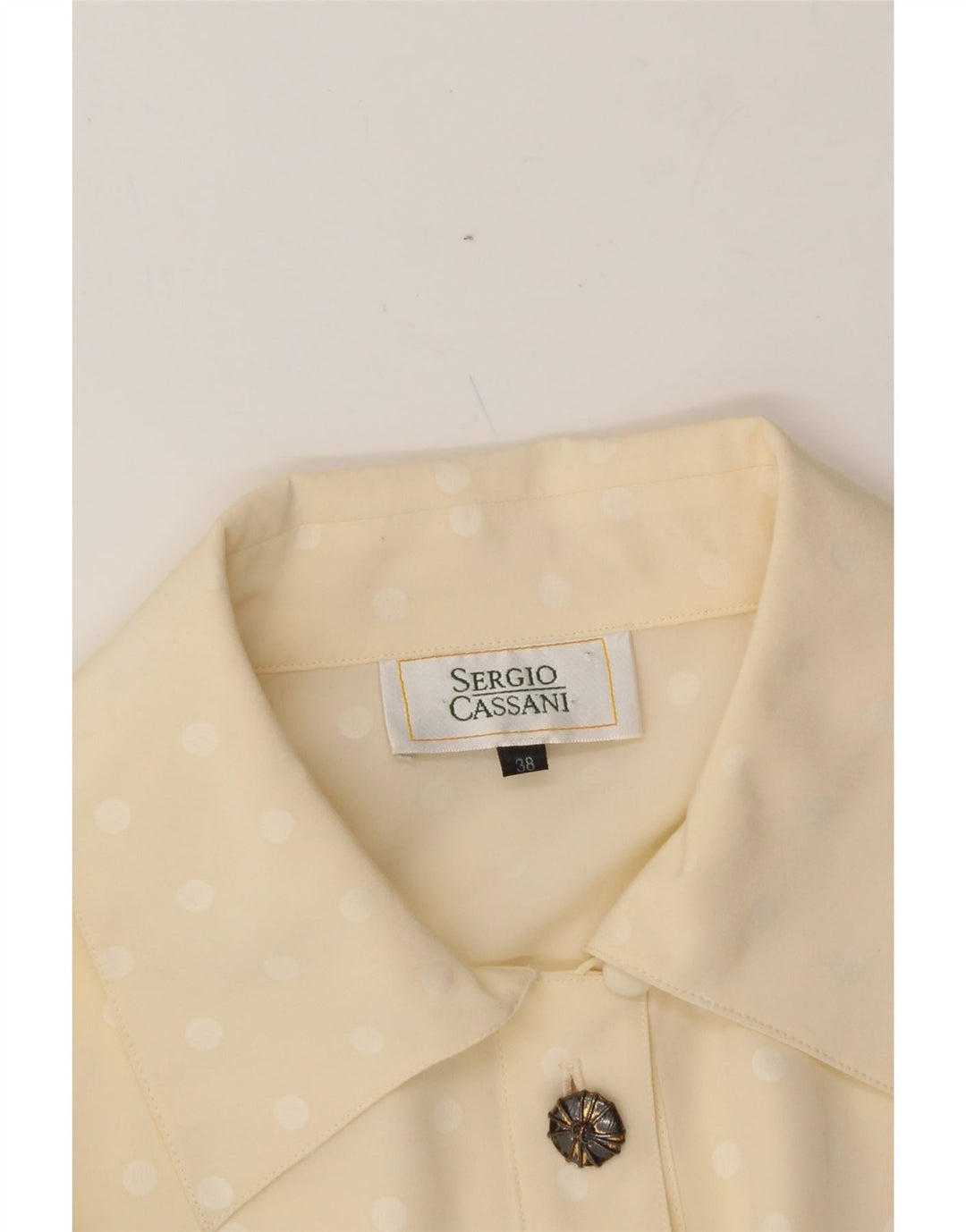 VINTAGE Womens Shirt Dress EU 38 Medium Yellow Polka Dot Vintage Vintage and Second-Hand Vintage from Messina Hembry 