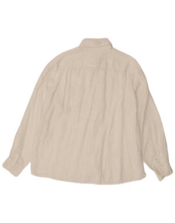 Camicia da uomo Marks & Spencer blu Harbour XL lino bianco