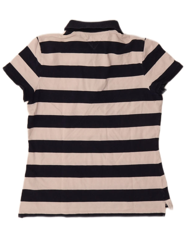 Polo da donna Tommy Hilfiger UK 14 grande cotone a righe blu navy