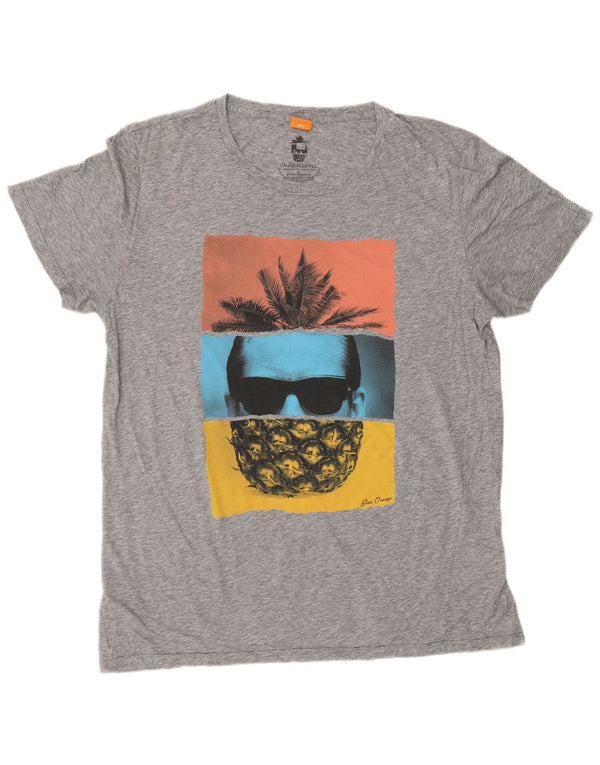 T-shirt grafica da uomo HUGO BOSS Top 2XL Grigio chiazzato