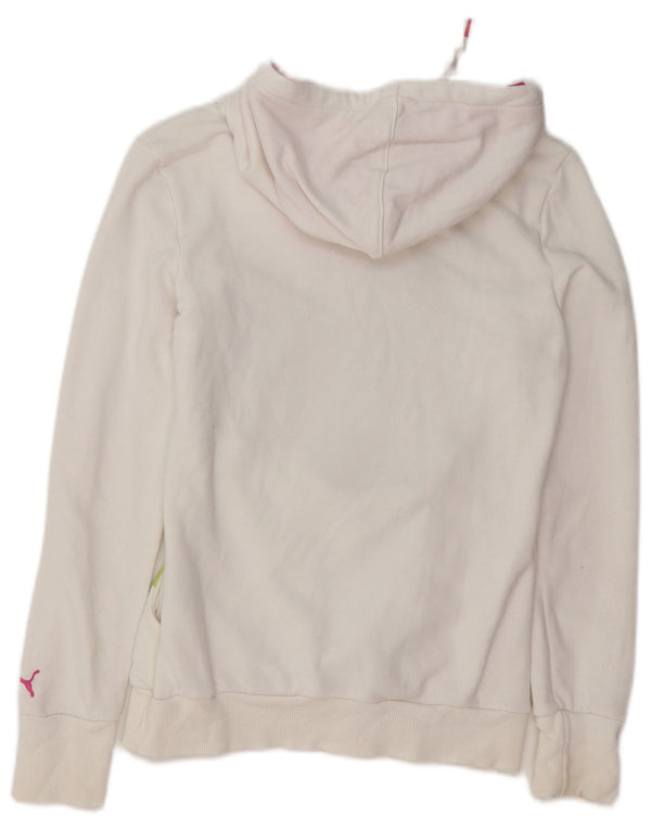 Felpa con cappuccio grafica da donna PUMA UK 8 piccola in cotone bianco