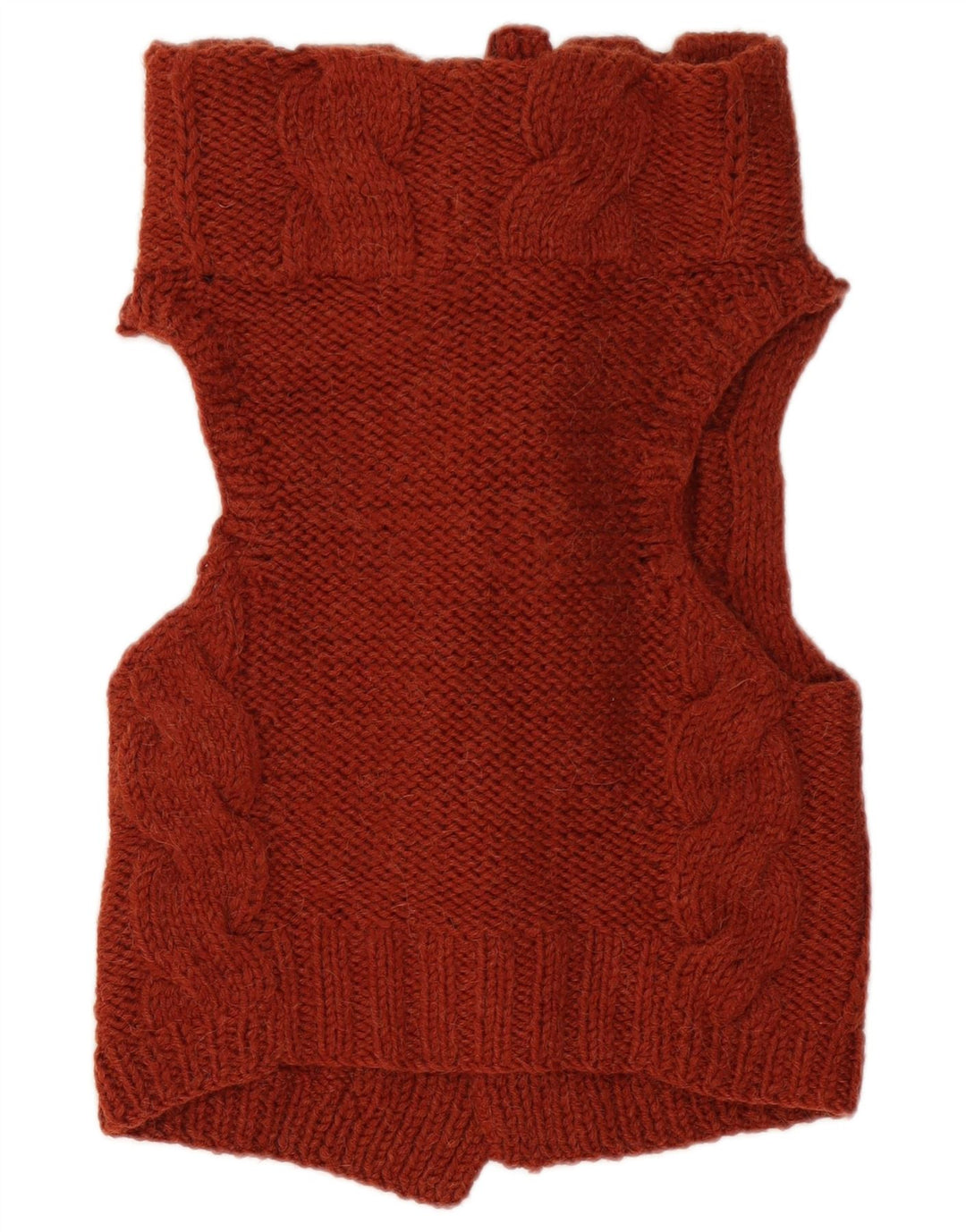 Maglione cardigan senza maniche da donna VINTAGE UK 12 Marrone medio