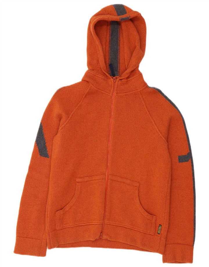 Armani Jeans Uomo Cardigan con Cappuccio Maglione in Lana Colorblock Arancione Medio