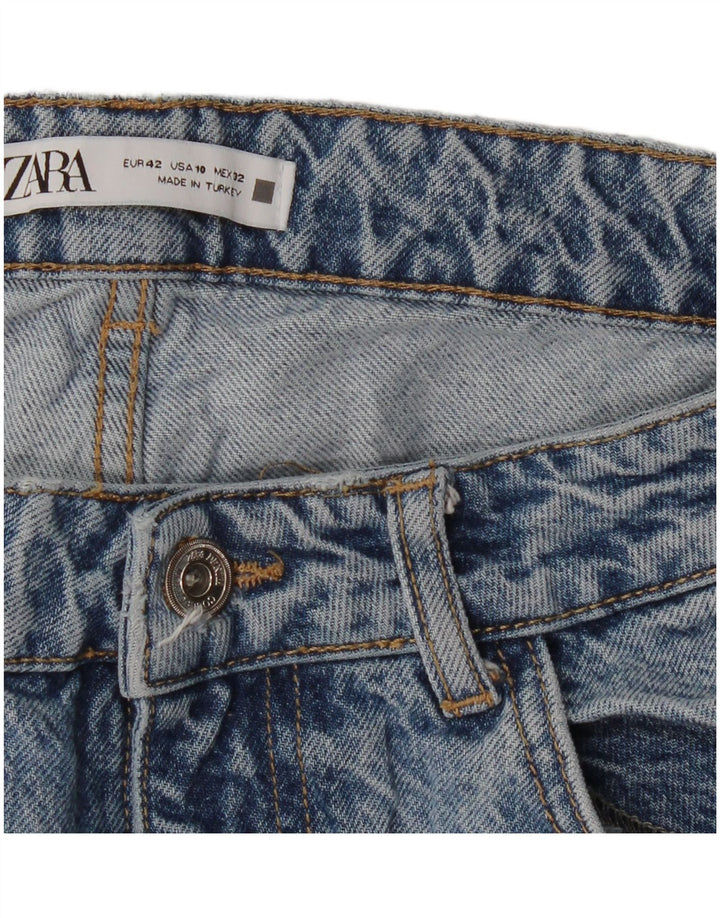 Jeans larghi a vita alta effetto consumato da donna Zara EU 42 Large W32 L31 Blu
