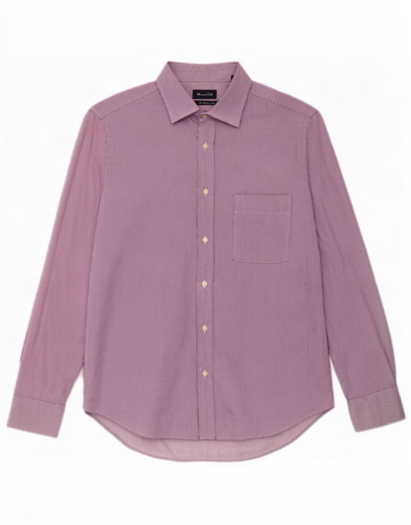 Camicia da uomo Massimo Dutti taglia 43 17 XL cotone gessato viola