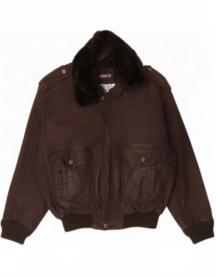 Giacca da aviatore di volo da uomo dell'aeronautica americana UK 42 XL marrone