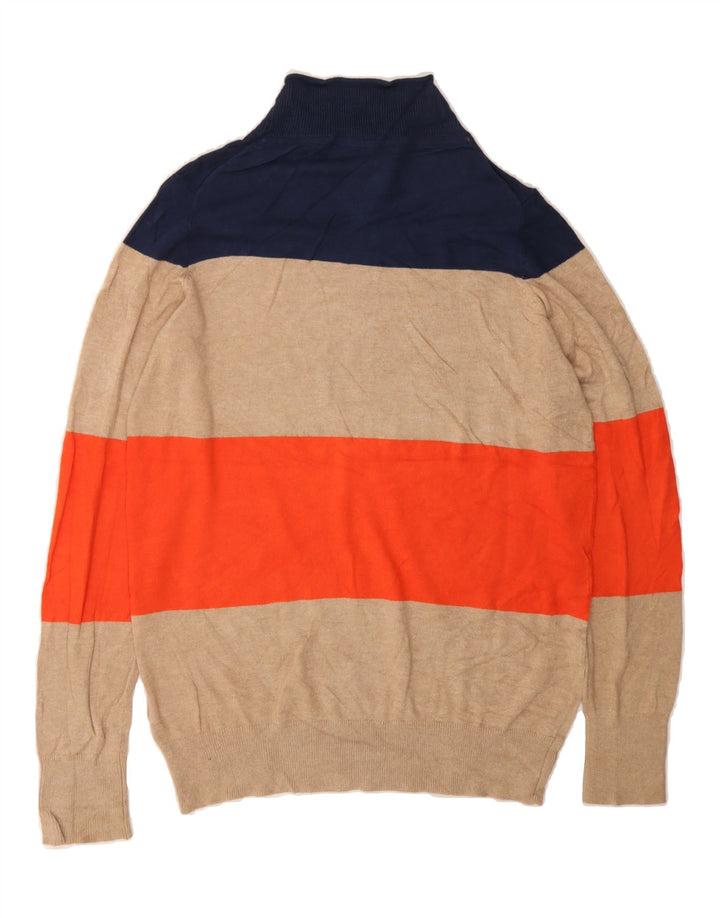 J. CREW Womens Turtle Neck Jumper Sweater UK 12 Medium Beige Colourblock Vintage J. Crew and Second-Hand J. Crew from Messina Hembry 