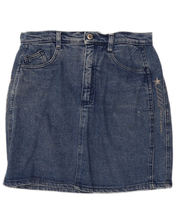 Mini gonna di jeans vintage da donna IT 46 grande W32 in cotone blu