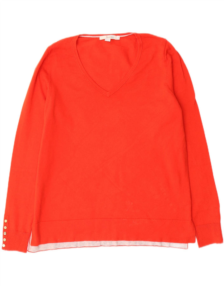 Maglione maglione con scollo a V da donna Boden UK 16 grande cotone rosso