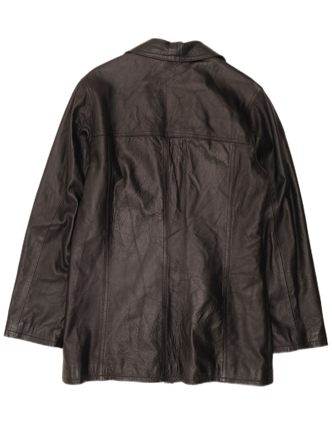 HELEN HUBERT Giacca in pelle da uomo UK 38 Pelle nera media