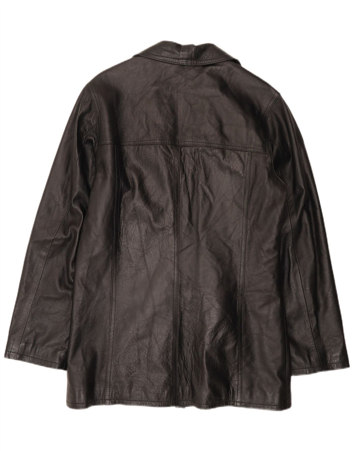 HELEN HUBERT Giacca in pelle da uomo UK 38 Pelle nera media