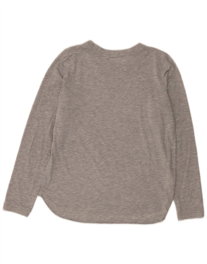 Top da donna vintage a maniche lunghe UK 12 grigio medio chiazzato