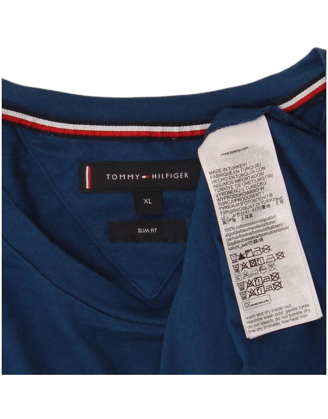 TOMMY HILFIGER T-shirt grafica da uomo slim fit XL in cotone blu