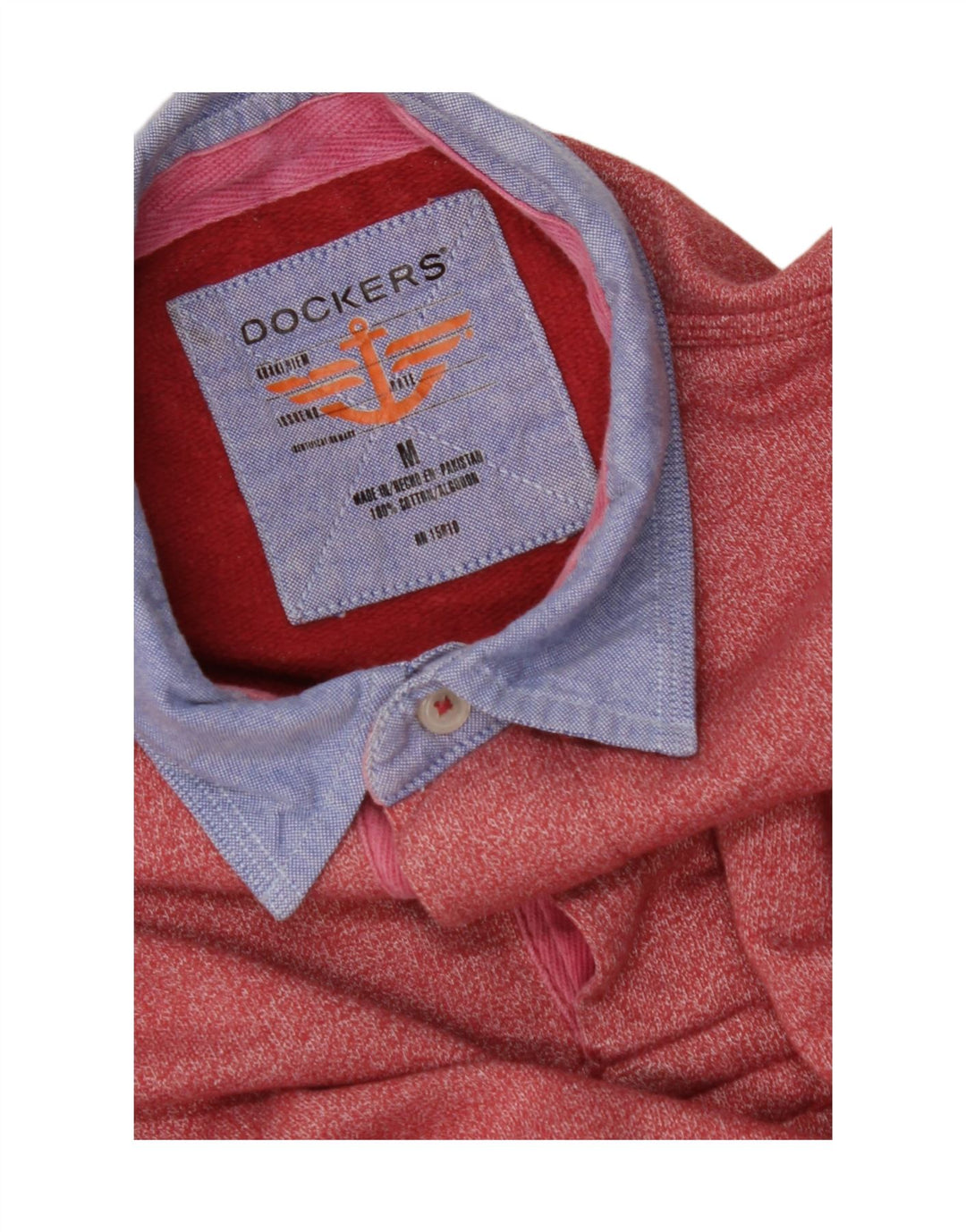 DOCKERS Polo da rugby da uomo a maniche lunghe in cotone rosso medio