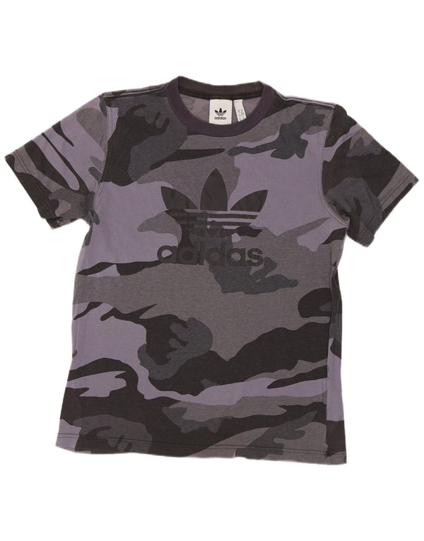 T-shirt grafica da uomo ADIDAS Top XS in cotone mimetico grigio