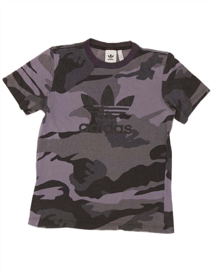 T-shirt grafica da uomo ADIDAS Top XS in cotone mimetico grigio