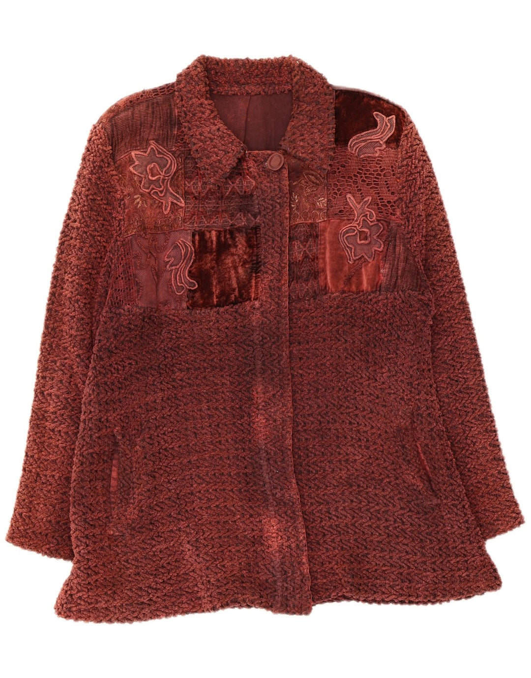 Giubbotto bomber da donna vintage UK 14 medio marrone floreale