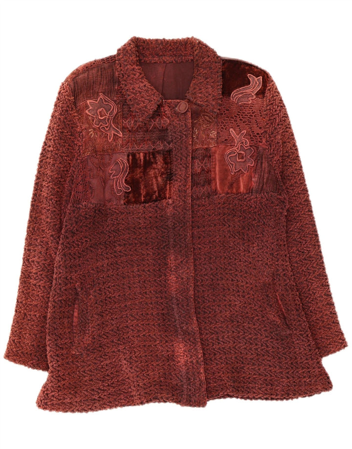 Giubbotto bomber da donna vintage UK 14 medio marrone floreale