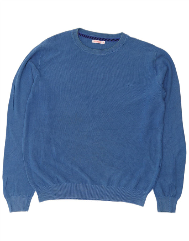 SUN68 Mens Crew Neck Jumper Sweater 2XL Blue Cotton