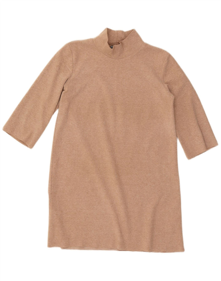 Abito a trapezio da donna Zara con maniche a 3/4 UK 10 piccolo in poliestere beige