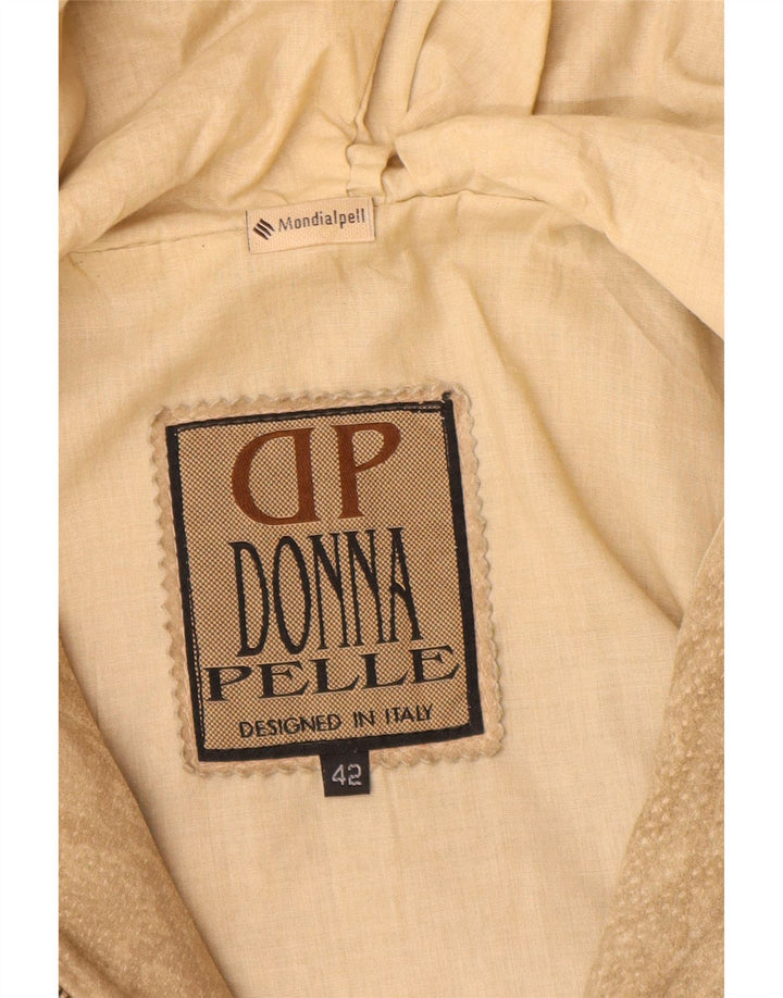 Donna Pelle Bomber con cappuccio da donna IT 42 Beige medio Stampa animalier