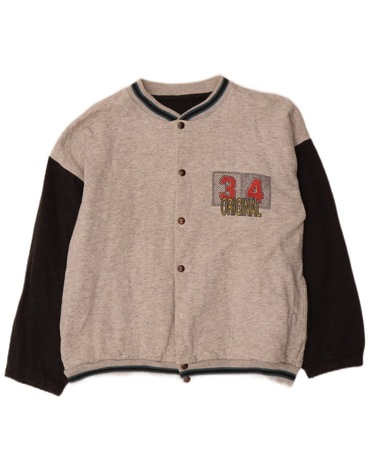 Giacca college grafica da uomo VINTAGE UK 38 Blocco colore grigio medio