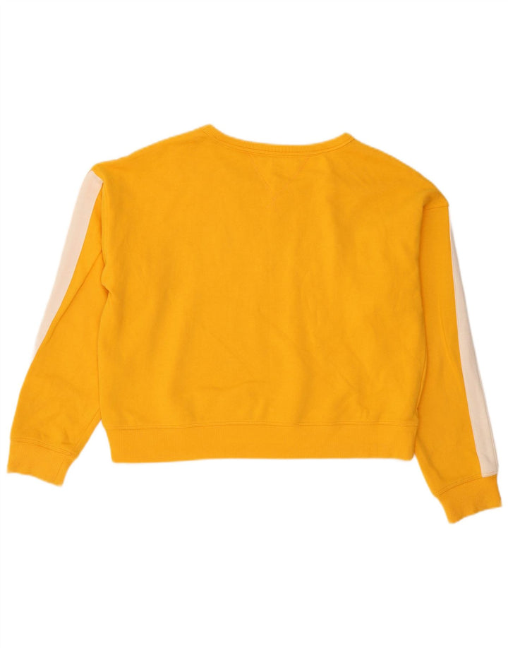 Tommy Hilfiger Donna Crop Felpa Maglione UK 14 Medio Giallo