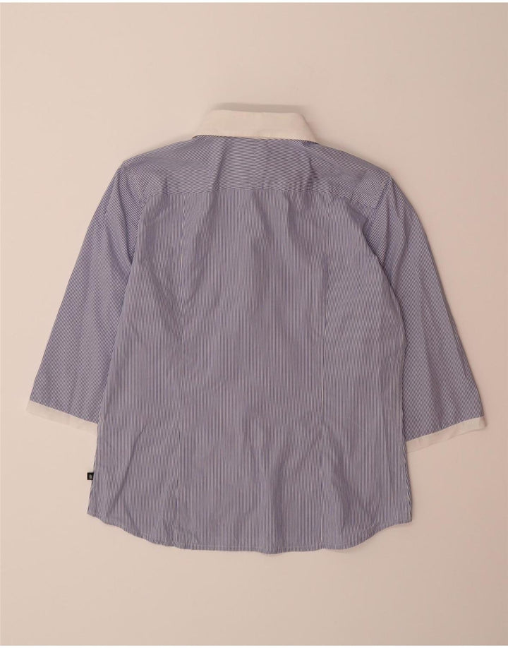 MARINA YACHTING Camicia da donna con maniche a 3/4 Camicetta UK 18 XL Gessato blu