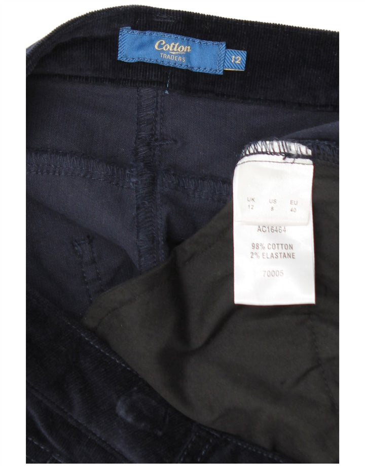 Pantaloni da donna in velluto a coste COTTON TRADERS UK 12 Medium W30 L27 Blu navy
