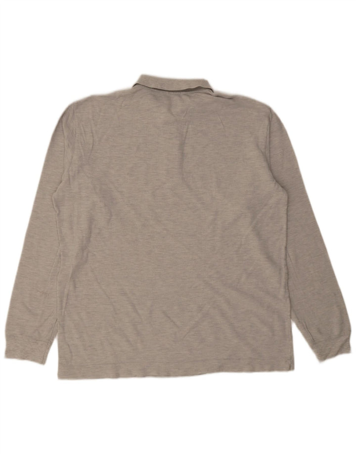 Polo da uomo a maniche lunghe Benetton XL in cotone grigio