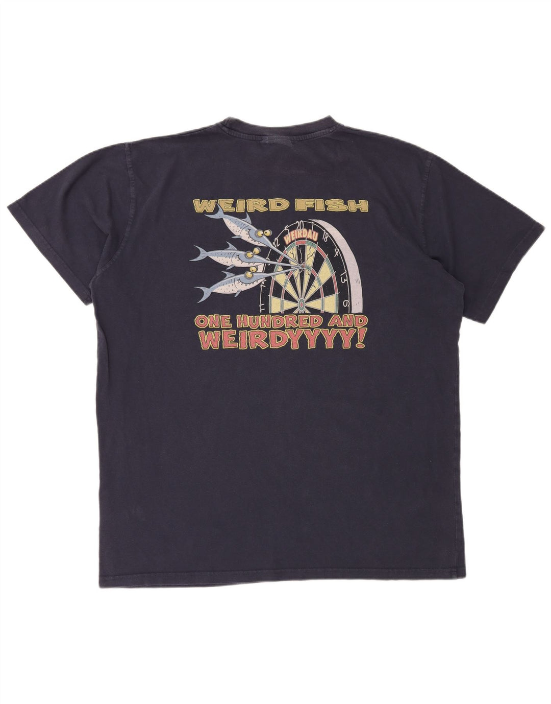 WEIRD FISH T-shirt grafica da uomo Top XL in cotone blu navy