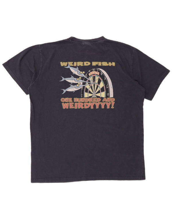 WEIRD FISH T-shirt grafica da uomo Top XL in cotone blu navy
