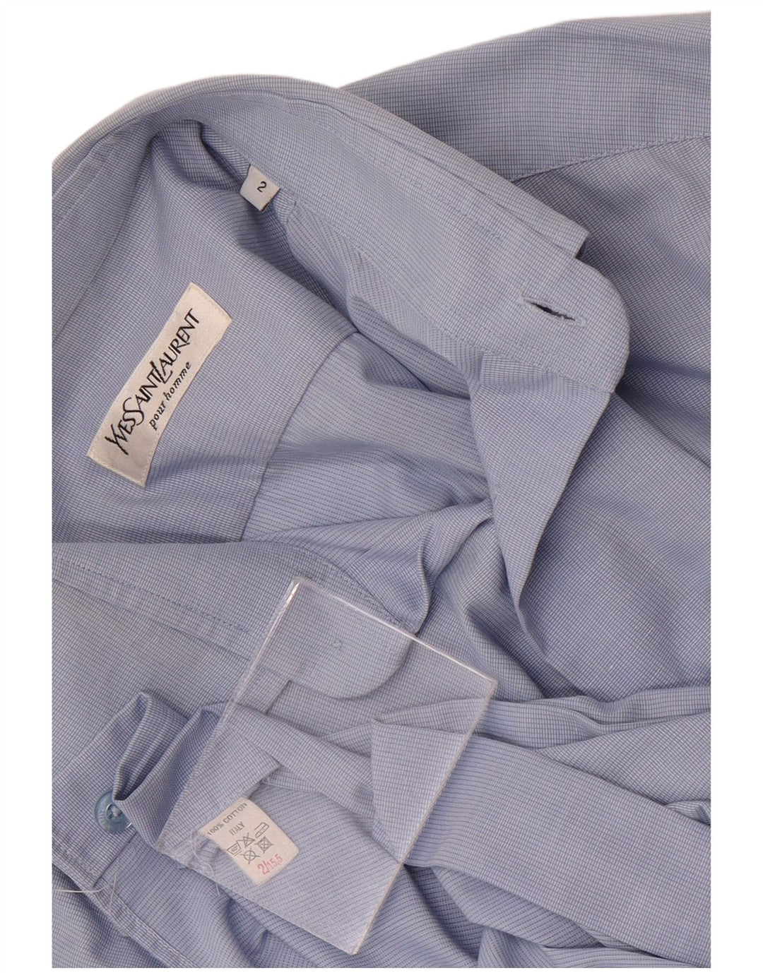 YVES SAINT LAURENT Camicia formale da uomo grande in cotone a quadretti blu