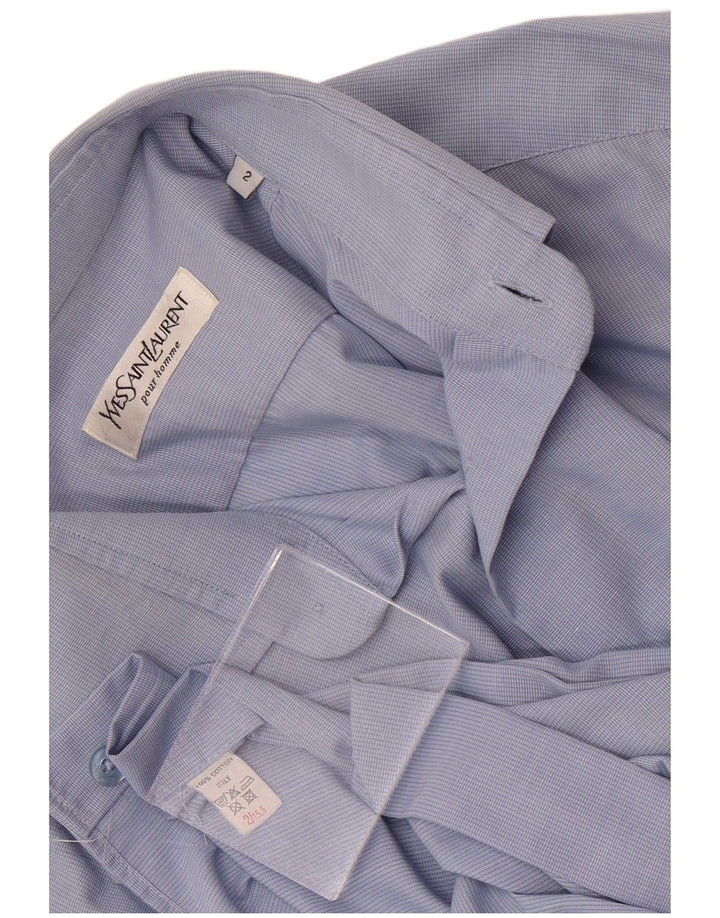 YVES SAINT LAURENT Camicia formale da uomo grande in cotone a quadretti blu