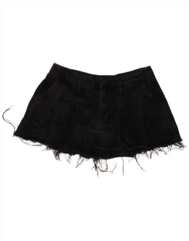 Mini gonna di jeans Zara da donna media W32 in cotone nero