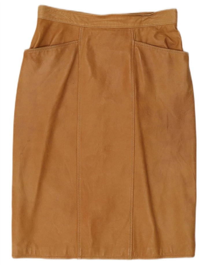 Gonna in pelle vintage da donna IT 44 media W30 Beige
