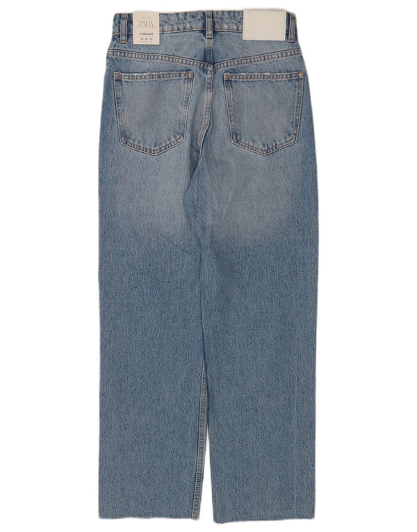 Jeans dritti a vita alta da donna Zara EU 36 XS W26 L26 cotone blu